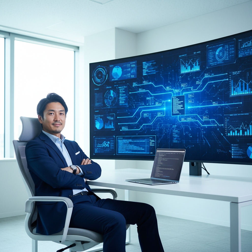 AIで経営を変える経営者のイメージ
