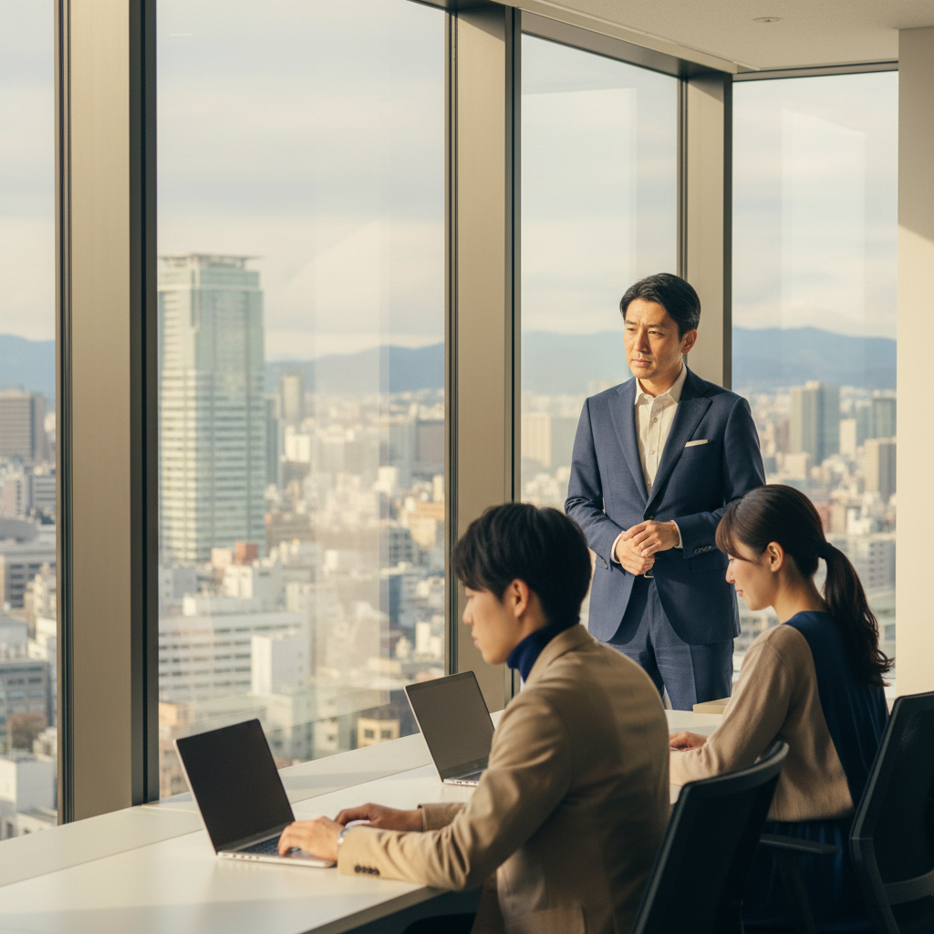 社員が使わないClaude Codeを前に考え込む経営者のイメージ